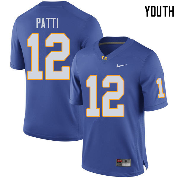 Youth #12 Nick Patti Pittsburgh Panthers College Football Jerseys Sale-Royal